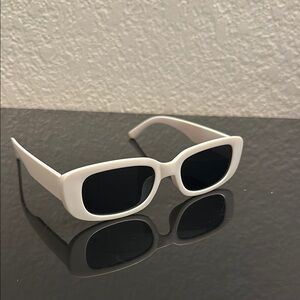 Trendy White Rectangular Sunglasses